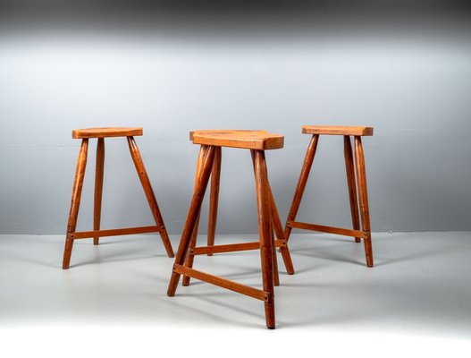 American Studio Bar Stools in Pine, 1960s, Set of 4-VLO-1606230