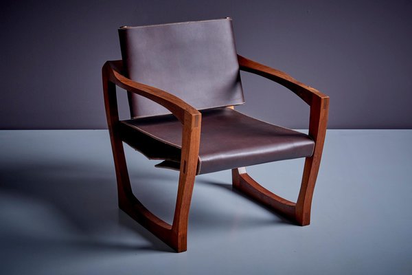 American Studio Lounge Chair in Dark Brown Leather, 1960s-SFD-1721230