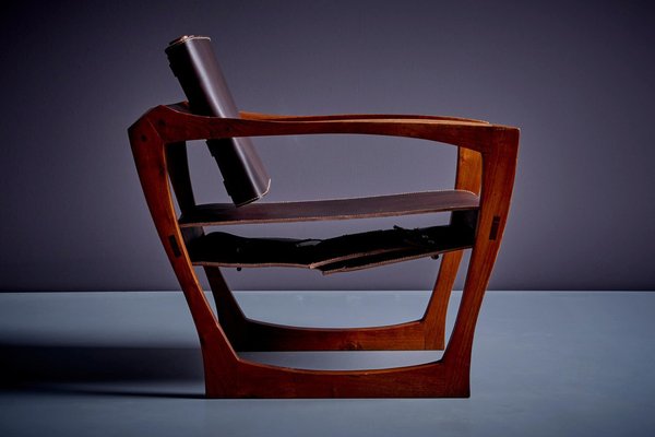 American Studio Lounge Chair in Dark Brown Leather, 1960s-SFD-1721230