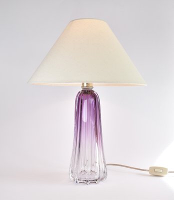 Amethist Coloured Crystal Table Lamp by Val St Lambert for Val Saint Lambert-HJP-1705257