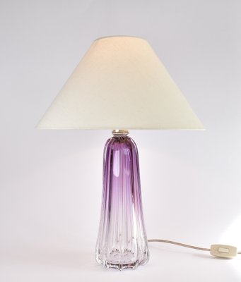 Amethist Coloured Crystal Table Lamp by Val St Lambert for Val Saint Lambert-HJP-1705257