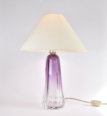 Amethist Coloured Crystal Table Lamp by Val St Lambert for Val Saint Lambert-HJP-1705257