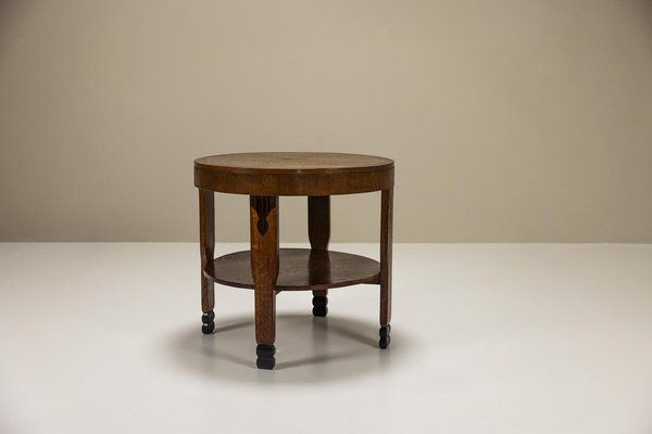 Amsterdam School Coffee Table in Oak and Coromandel Details, 1930s-UQV-1811037