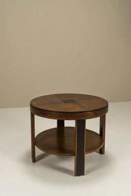 Amsterdam School Round Side Table in Oak and Ebony, Netherlands, 1930s-UQV-1779711