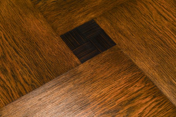 Amsterdam School Round Side Table in Oak and Ebony, Netherlands, 1930s-UQV-1779711