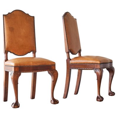 Amsterdam Side Chairs in Patinated Cognac Leather from T Woonhuys, 1930s, Set of 2-FEW-2042353