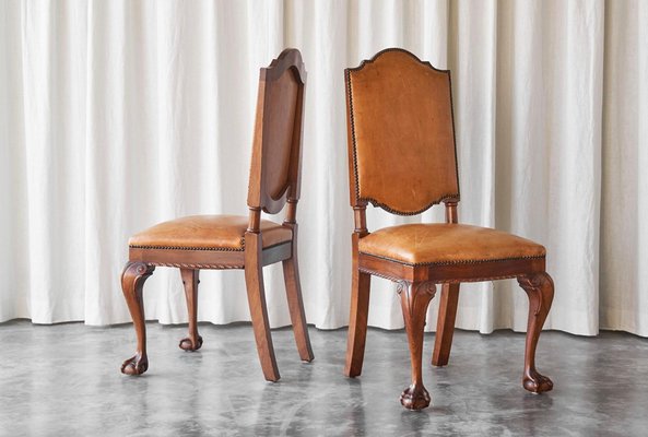 Amsterdam Side Chairs in Patinated Cognac Leather from T Woonhuys, 1930s, Set of 2-FEW-2042353