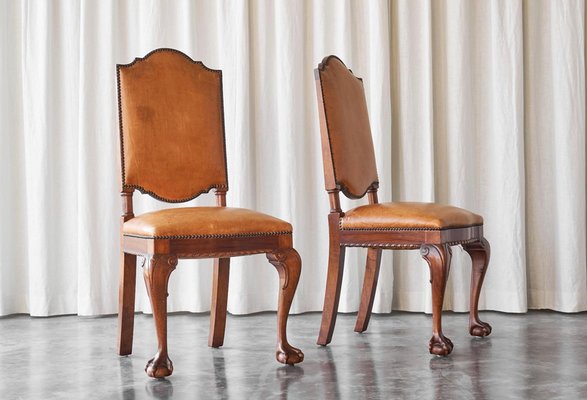 Amsterdam Side Chairs in Patinated Cognac Leather from T Woonhuys, 1930s, Set of 2-FEW-2042353