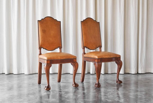 Amsterdam Side Chairs in Patinated Cognac Leather from T Woonhuys, 1930s, Set of 2-FEW-2042353