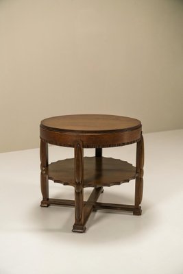 Amsterdamse School Round Side Table in Oak, Netherlands, 1930s-UQV-1706373