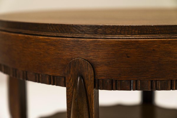 Amsterdamse School Round Side Table in Oak, Netherlands, 1930s-UQV-1706373