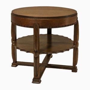 Amsterdamse School Round Side Table in Oak, Netherlands, 1930s-UQV-1706373