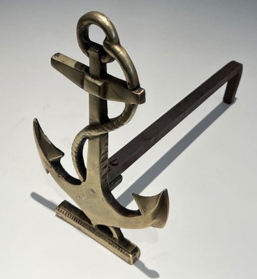 Anchor Chenets in Brass, 1970s, Set of 2-BA-1481499