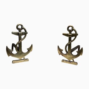 Anchor Chenets in Brass, 1970s, Set of 2-BA-1481499