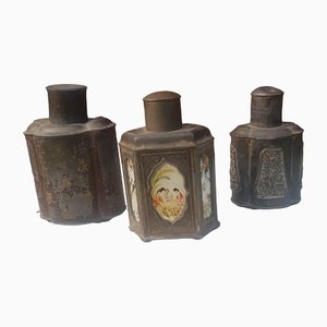 Ancient Chinese Pewter Tea Caddy, Set of 3-QDP-1367171