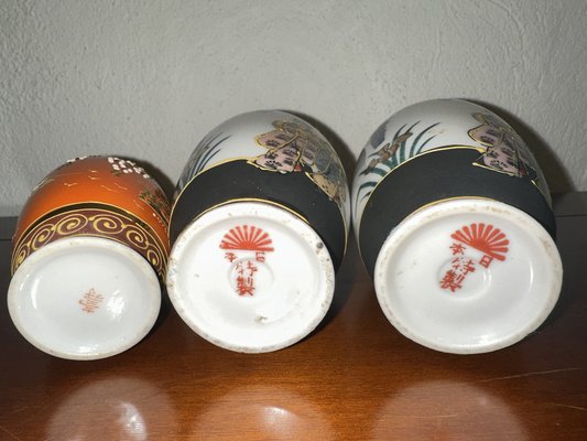 Ancient Japanese Hand-Painted Satsuma Vases, Set of 3-SZM-1787886