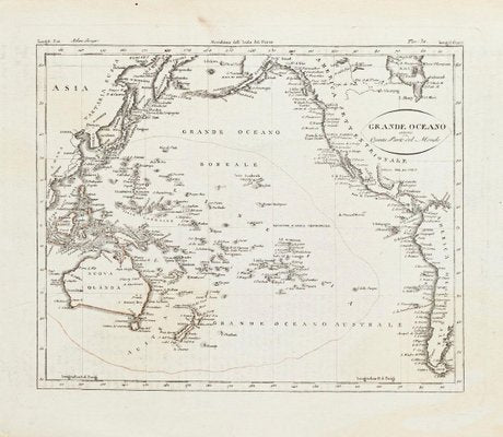 Ancient Map of Oceania - Original Etching - 19th century 19th Century-ZCI-757791