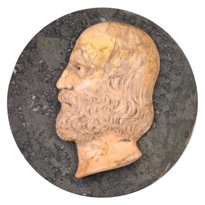 Ancient Marble Bas-Relief with Portrait of Giuseppe Garibaldi, Late 19th Century-ZCI-752736