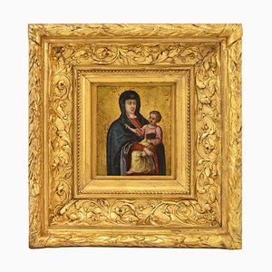 Ancient Painting, Maternity, 17th Century, Religious Oil Painting on Copper-YVI-976017