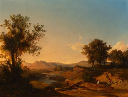 András Markó, Romantic Landscape with Figures, 1852, Oil Painting-ABO-1815052