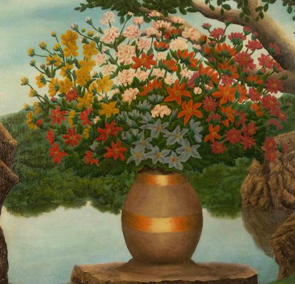 André Bauchant, Vase de fleurs sur un Rocher, Oil Painting, 1941-ZCI-2042303