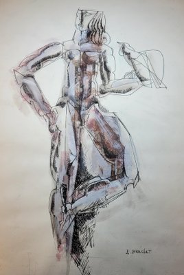 André Brechet, La Fée Arie, 1989, Watercolor-KHH-1282565