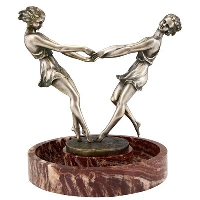 Andre Gilbert, Art Deco Centerpiece with Bronze Sculpture of Dancing Girls, France, 1925-KTN-840572