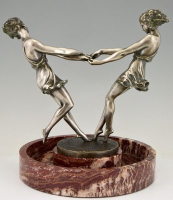 Andre Gilbert, Art Deco Centerpiece with Bronze Sculpture of Dancing Girls, France, 1925-KTN-840572