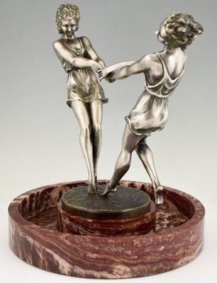 Andre Gilbert, Art Deco Centerpiece with Bronze Sculpture of Dancing Girls, France, 1925-KTN-840572