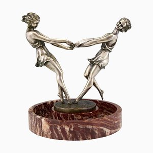 Andre Gilbert, Art Deco Centerpiece with Bronze Sculpture of Dancing Girls, France, 1925-KTN-840572