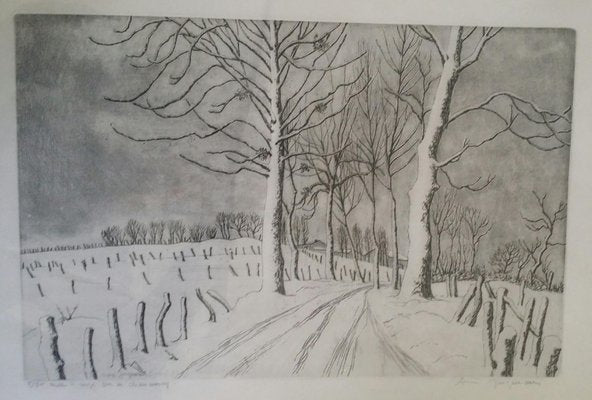 André Jacquemin, Snowy Morning, 1983, Original Signed Etching-KHH-2022121