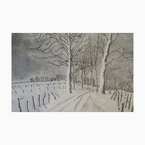 André Jacquemin, Snowy Morning, 1983, Original Signed Etching-KHH-2022121