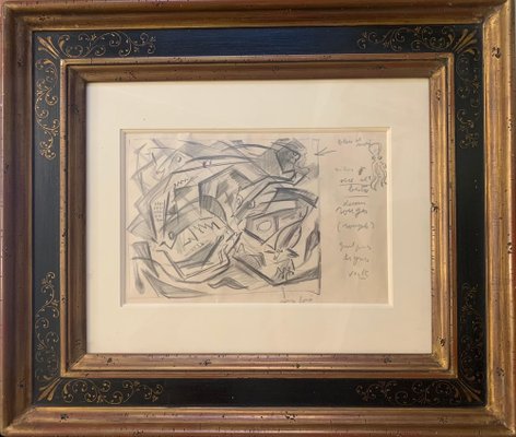 André Masson, Le combat des poissons, 1940s, Pencil, Framed-QUE-1274339