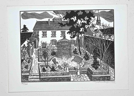 André Roland Brudieux, French Landscape, Woodcut Print, 1970-ZCI-1775662