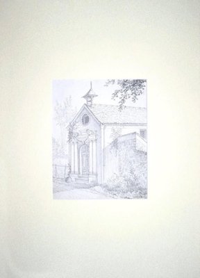 André Roland Brudieux - the Church - Original Pencil on Paper - Mid-20th Century-ZCI-839420