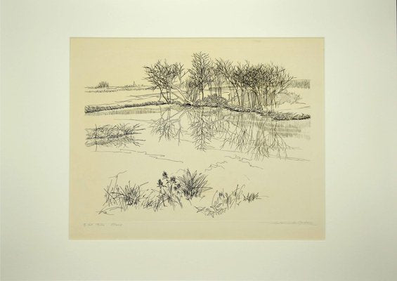 Andre Roland Brudieux, The Pond, Etching, Mid-20th Century-ZCI-846691