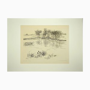 Andre Roland Brudieux, The Pond, Etching, Mid-20th Century-ZCI-846691