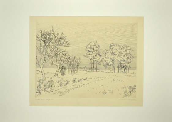 Andre Roland Brudieux - the Snow - Original Etching - Mid-20th Century-ZCI-849326