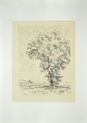 Andre Roland Brudieux, The Tree On the Sea, Etching, Mid-20th Century-ZCI-846690