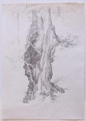 André Roland Brudieux, Tree, Pencil Drawing, 1970s-ZCI-907363