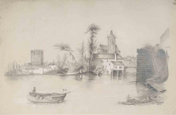 André Ruellan, The Landscape, Original Pencil & Lead Drawing, 20th Century-ZCI-1403388