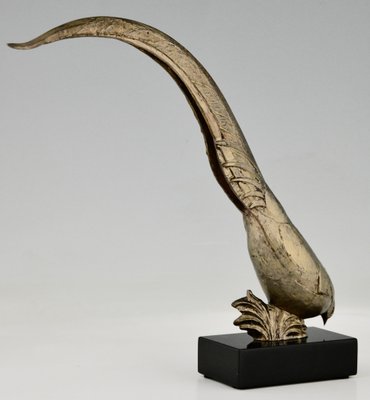 Andre Vincent Becquerel, Art Deco Pheasant, 1925, Bronze & Marble-KTN-1404506