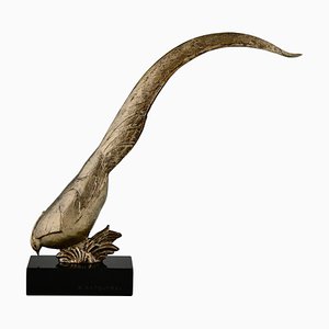 Andre Vincent Becquerel, Art Deco Pheasant, 1925, Bronze & Marble-KTN-1404506