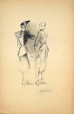 Andrè Wal, Fashion Figure, Lithograph, 1940s-ZCI-872012