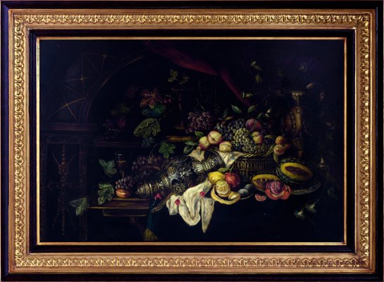 Andrea Marinell, Large Still Life with Fruits, Oil on Canvas, 1980s, Framed-VHF-2040488