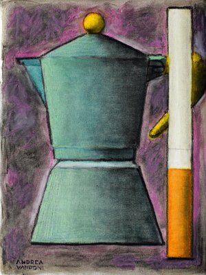 Andrea Vandoni, Coffee and Cigarette 5, 2023, Mixed Media on Paper-CHG-2030945