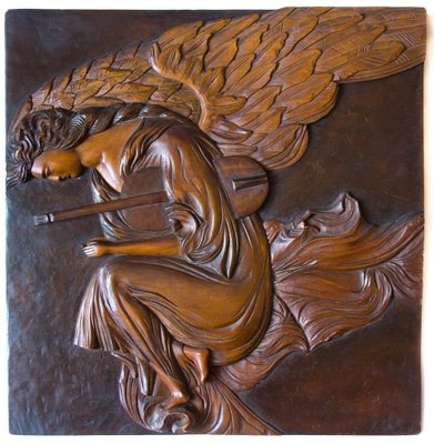 Angel of Play Bas-Relief in Wood from Oświęcim, Dunikowskis Studio-FSD-1122038