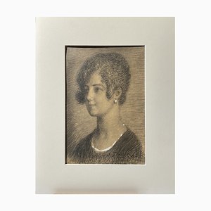 Angelo Dall'Oca Bianca, Portrait of a Woman, Pencil Drawing on Paper-MLN-1797471