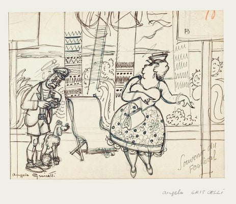 Angelo Griscelli, the Memory of the Festival, 20th Century, Original Drawing-ZCI-792550