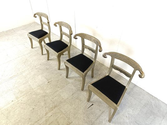 Anglo-Indian Silvered Dowry Chairs, 1950s, Set of 4-IRH-1733087